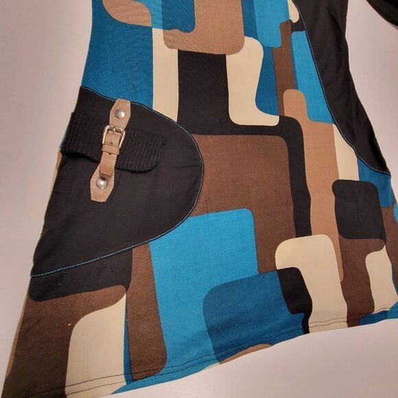 GEOMETRIC Print Cowl Neck Long Sleeve Tunic Size 40 Size 42 - NWT - Picture 11 of 12